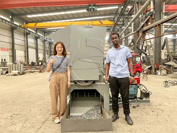 On-site inspection of plastic recycling shredder by customer in Somalia